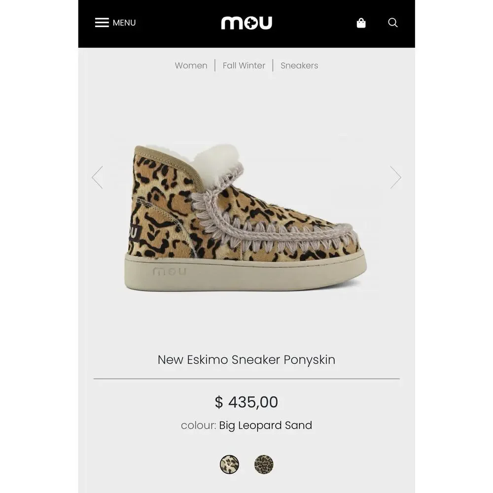 Mou New Eskimo Sneaker Ponyskin Leopard Fur Trim Ankle Bootie US 8